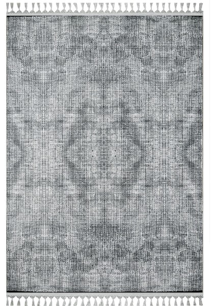 Priyam Gri Modern Etnik Desenli Bambu Makinada Yıkanabilir Hav Toz Vermez Leke Tutmayan Kaymaz Taban Dijital Makine Baskı Salon Yolluk Mutfak Halı