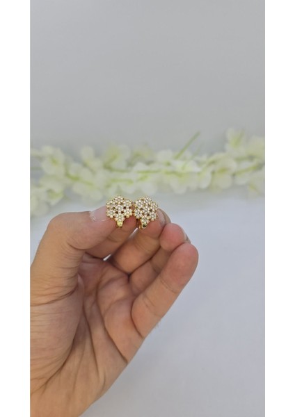 14 Ayar Altın Kaplama Zirkon Taşlı Kadın Küpe – Zarif ve Işıltılı (M9)