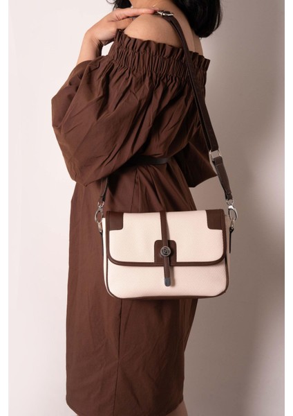 Bej - Kahve SP1182 Kadın Çapraz Çanta