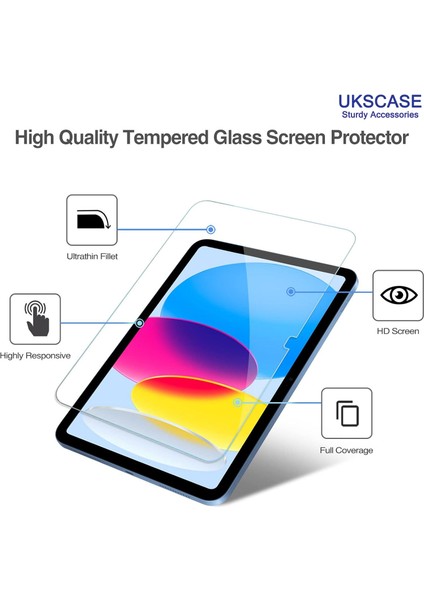 iPad A16 11. Nesil 2025 / 10. Nesil 2022 Modelleri Ile Uyumlu Temperli Cam Ekran Koruyucu 2 Adet modelleri