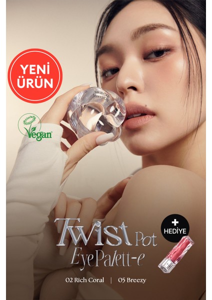 4'lü Far Paleti + Mini Boy Icy Glow (Set) Muzıgae Mansıon Twist Pot Eye Palette (02 Rich Coral)