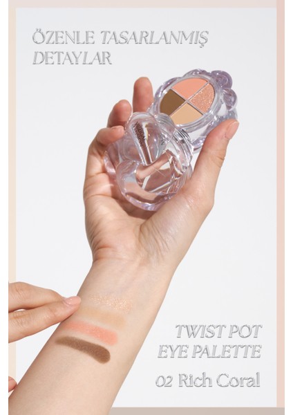 4'lü Far Paleti + Mini Boy Icy Glow (Set) Muzıgae Mansıon Twist Pot Eye Palette (02 Rich Coral) fiyatları