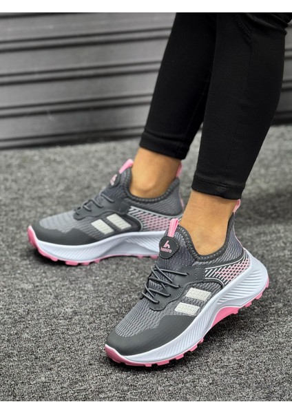 Unisex Çocuk Bağcıklı Poli Taban Triko Spor Ayakkabı-Füme-Beyaz modelleri