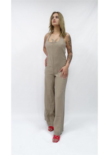 Kadın Nisan U Yaka Uzun Boy Tulum Elbise