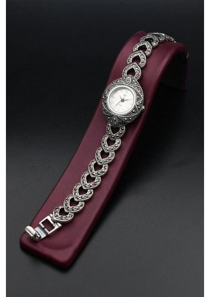 925 Ayar Gümüş Kadın Saati (Kadın Gümüş Saat) Markazit Taşlı 902198