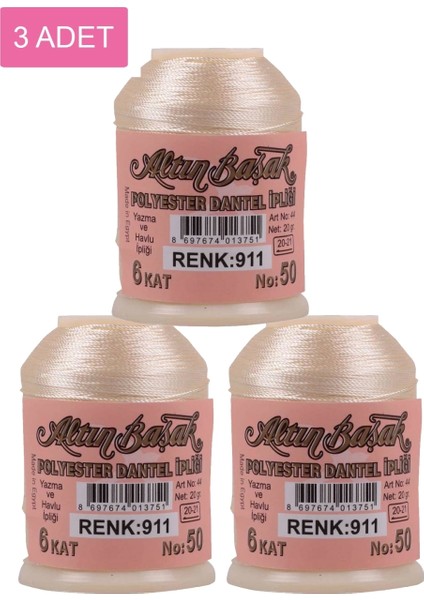 3 Adet Altınbaşak Oya ve Dantel Ipi 20 gr - - No: 911