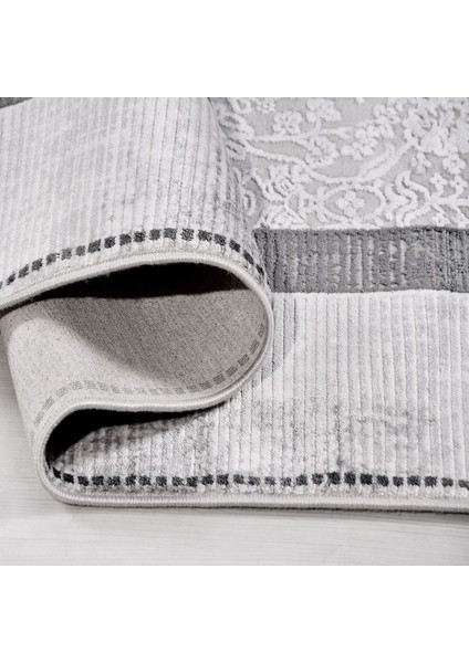 Çerçeveli Gri Viskon Dikdörtgen Modern Desenli Akrilik Hav Vermeyen Leke Tutmayan Kolay Temizlenen Yumuşak Makine Salon Yolluk Mutfak Halı modelleri