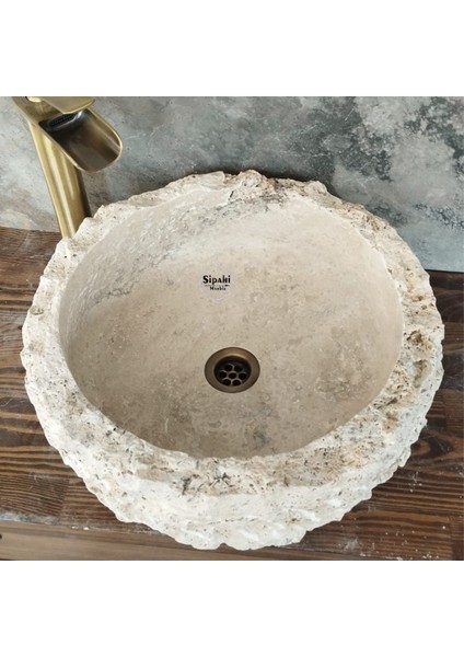 Traverten Doğal Yapılı Çanak Lavabo