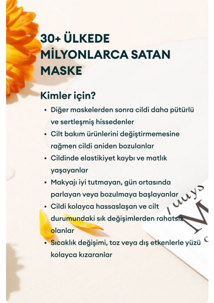 7 Days Mask Calendula P - Besleyici, Nemlendirici & Onarıcı Vegan Kağıt Maske modelleri
