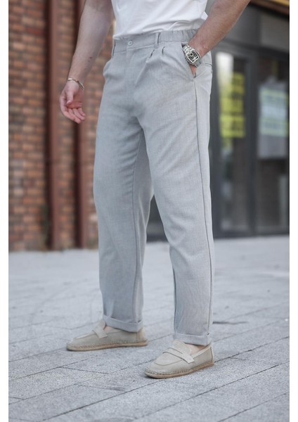Gri Rahat Kesim Erkek Kumaş Pantolon E6577