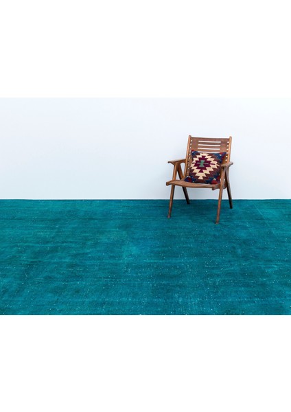 Turkuaz Eskitme Yün Modern Desenli Yün Hav Toz Vermez Leke Tutmayan Salon Yolluk Mutfak El Dokuma Halı fırsatları