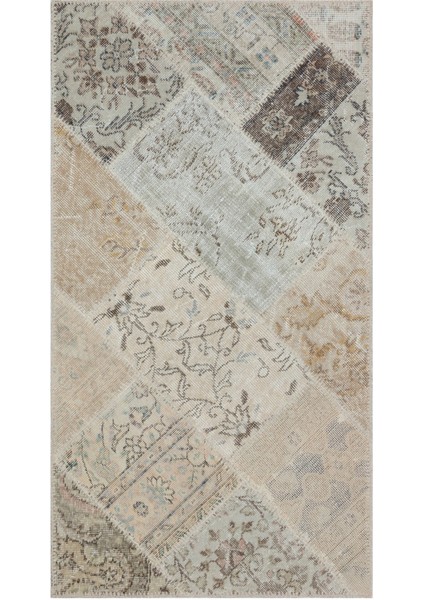 Girit Bej Çizgili Yün Modern Desenli Yün Hav Toz Vermez Leke Tutmayan Salon Yolluk Mutfak El Dokuma Halı