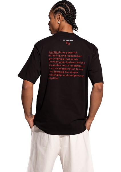 Erkek Oversize Siyah T-Shirt Akrep Burcu fiyatları