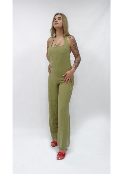 Kadın Nisan U Yaka Uzun Boy Tulum Elbise