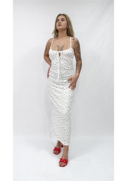 Kadın Ip Askılı Desenli Bürümcük Elbise