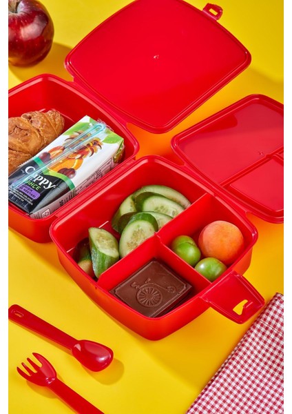 Kendinden Kaşıklı 4 Bölmeli 2 Katlı Beslenme Kutusu Araba fırsatları