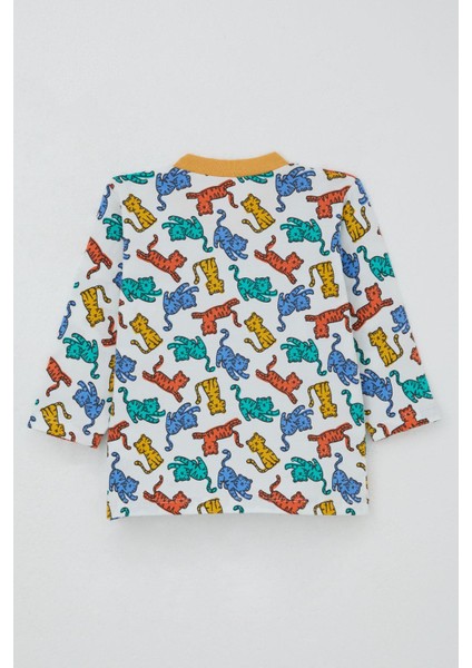 Erkek Bebek Pijama Takımı Renkli Kedicik Desenli 4 Ay-1 Yaş, Beyaz fırsatları