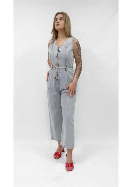 Kadın Jinox Yelekli Kot Tulum