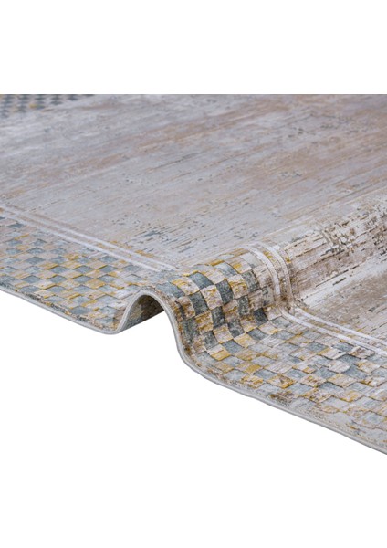 Geometrik Gold Viskon Dikdörtgen Modern Desenli Akrilik Hav Vermeyen Leke Tutmayan Kolay Temizlenen Yumuşak Makine Salon Yolluk Mutfak Halı modelleri