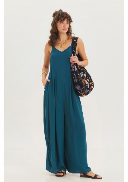 Kalın Askılı V Yakalı Uzun Tulum Lacivert fiyatları