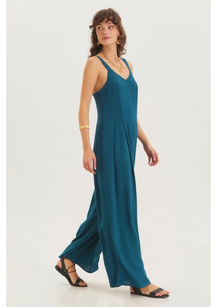 Kalın Askılı V Yakalı Uzun Tulum Lacivert modelleri