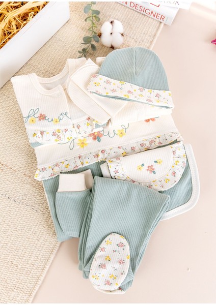 Çiçek Nakışlı Fırfırlı Pamuklu 10 Parça Kız Bebek Hastane Çıkışı Bebek Takımı modelleri