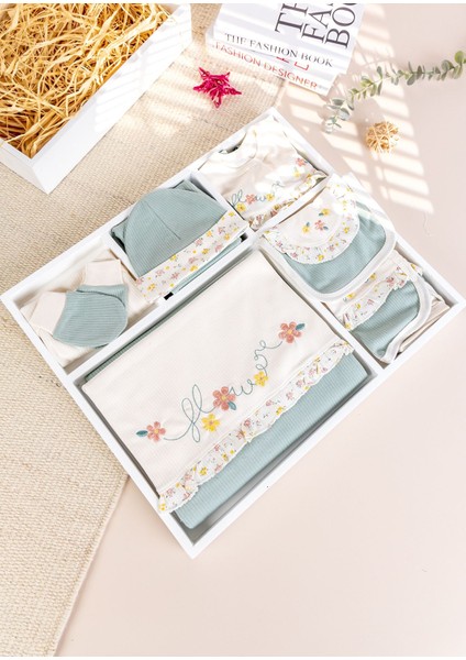 Çiçek Nakışlı Fırfırlı Pamuklu 10 Parça Kız Bebek Hastane Çıkışı Bebek Takımı fiyatları