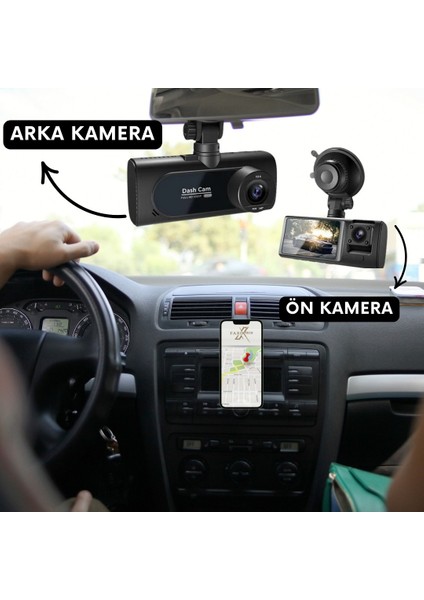 Çift Kameralı Araç Içi Kamera | Full Hd Ön & Arka Kayıt | Uzun Pil Ömrü Dashcam fiyatları