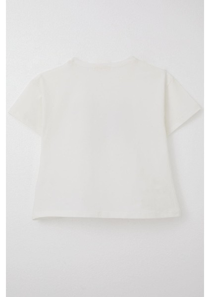 Kız Çocuk Tişört Çiçek Baskılı 8-14 Yaş, Ekru fiyatları