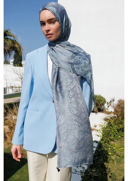 Soler Desen Shine Line Şal Koyu Gri-Açık Mavi fiyatları