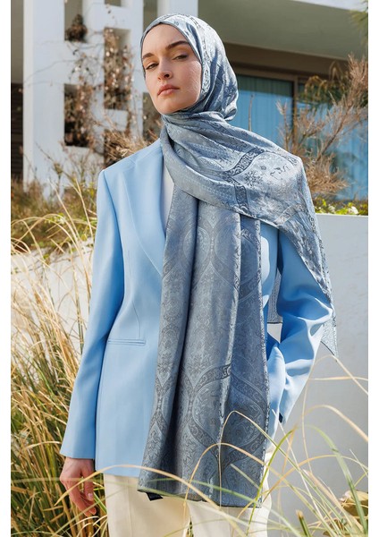 Soler Desen Shine Line Şal Koyu Gri-Açık Mavi modelleri