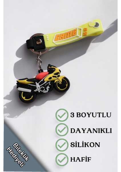 Motor Motosiklet Model 3D Silikon Motorcu Anahtarlık ve Çanta Aksesuarı 1 Adet