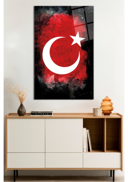 Ay ve Yıldız Türk Bayrağı Cam Tablo, Darbelere Dayanıklı Kırılmaz Cam, Hediyelik
