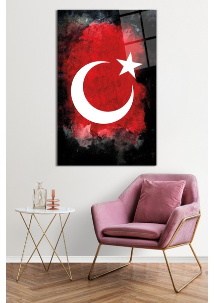 Ay ve Yıldız Türk Bayrağı Cam Tablo, Darbelere Dayanıklı Kırılmaz Cam, Hediyelik fiyatları