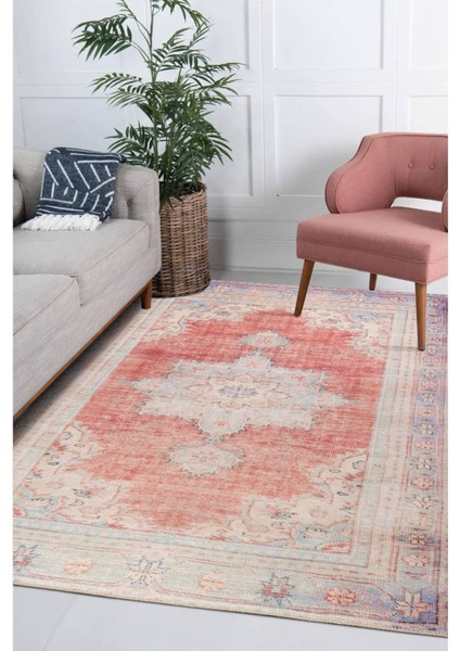 Cambridge Klasik Turuncu Polyester Kare Modern Desenli Pamuk Makinada Yıkanabilir Hav Toz Vermez Leke Tutmayan Kaymaz Taban Dijital Makine Baskı Salon Yolluk Mutfak Halı fiyatları