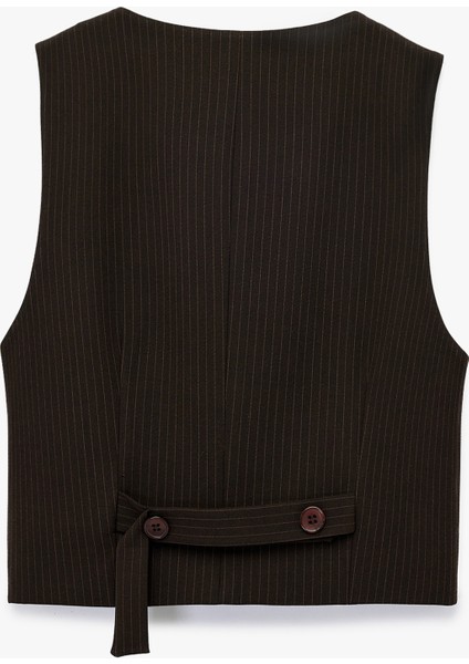 Kruvaze Düğmeli Asimetrik Blazer Yelek fiyatları