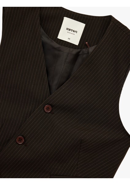 Kruvaze Düğmeli Asimetrik Blazer Yelek modelleri