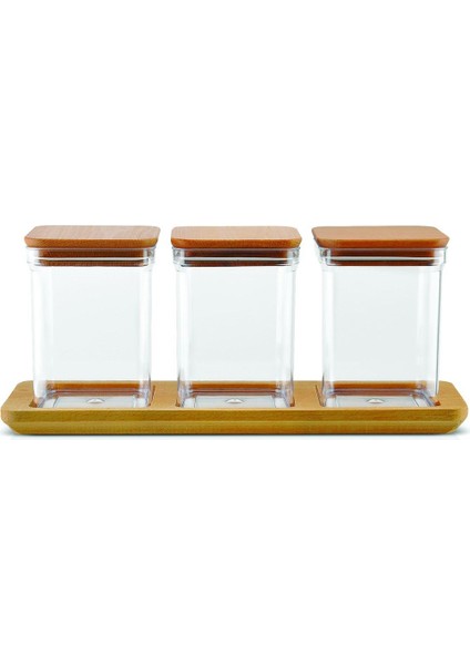 Standlı 3'lü Saklama Kabı Seti 37X16 cm