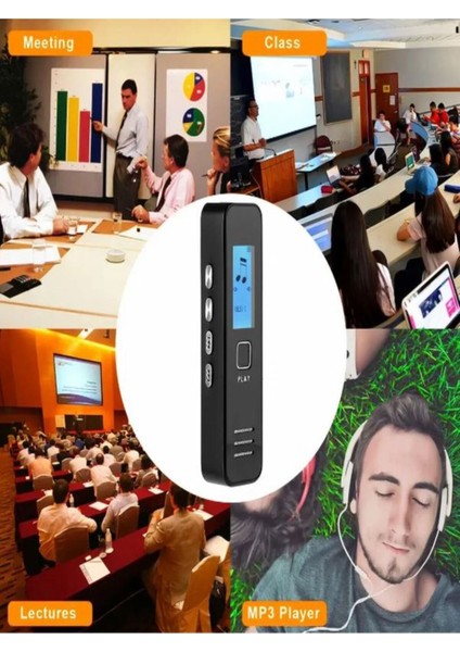 Mini Ses Kayıt Cihazı Ekranlı Kulaklık Hediyeli 64GB Cihaz Üzerinden Kayıt Dinleme Özelliği