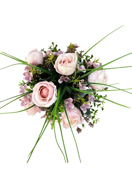 Pembe Gül Aranjmanı Siyah Cam Vazoda 26X26 cm | Dekoratif Yapay Çiçek & Hediye Seçeneği fırsatları