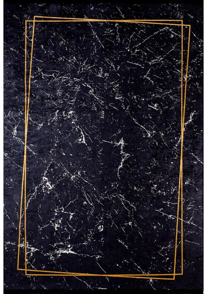 Nijnekamsk Siyah Çerçeveli Etnik Modern Desenli Makinada Yıkanabilir Hav Toz Vermez Leke Tutmayan Kaymaz Taban Dijital Makine Baskı Salon Yolluk Mutfak Halı