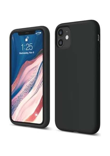 Kılıf iPhone 11 ile Uyumlu Içi Kadife Lansman Silikon Kılıf Şok Emici Full Kasa Koruma Sağlayan (Siyah) modelleri