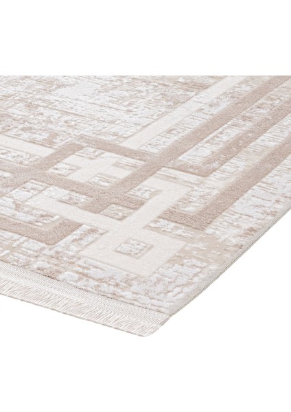 Elsan Çerçeveli Bej Örgü Dikdörtgen Modern Desenli Akrilik Hav Vermeyen Leke Tutmayan Kolay Temizlenen Yumuşak Makine Salon Yolluk Mutfak Halı modelleri