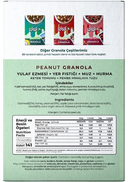 Yer Fıstıklı Yüksek Lifli Granola modelleri