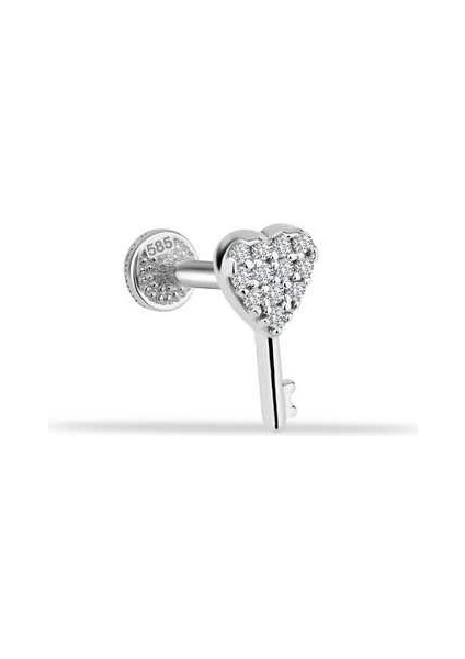 Taşlı Kalbin Anahtarı Minimal Tragus Piercing