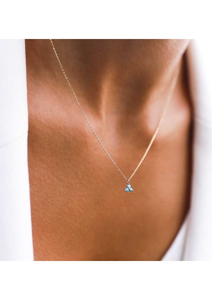 Mini Üçlü Mavi Taş Kolye