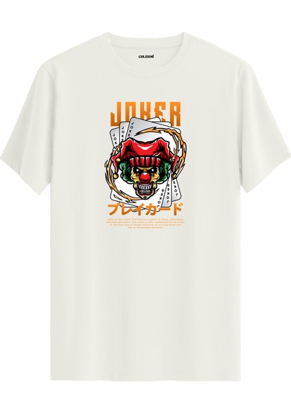 Joker Oyun Kartı Kafatası Baskılı Sokak Modası %100 Pamuk Tişört