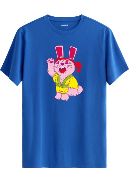 Tavşan Karakter Baskılı Sarı Kostümlü Eğlenceli Unisex Tişört Sokak Modası