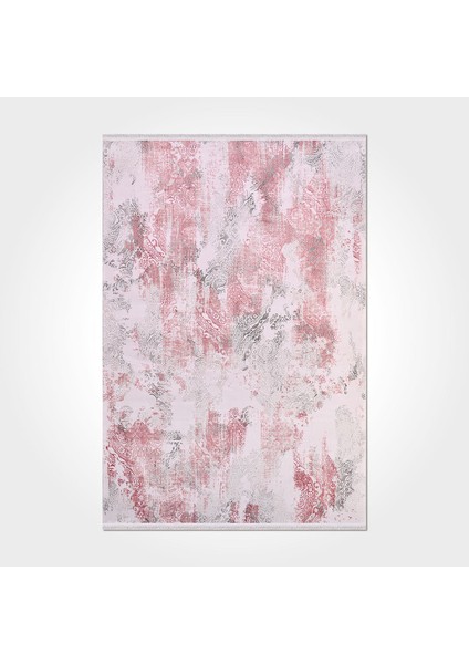 Joy Modern Pembe Pamuk Kare Modern Desenli Akrilik Hav Vermeyen Leke Tutmayan Kolay Temizlenen Yumuşak Makine Salon Yolluk Mutfak Halı