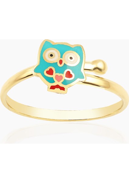 Mavi Mineli Baykuş Çocuk Yüzüğü